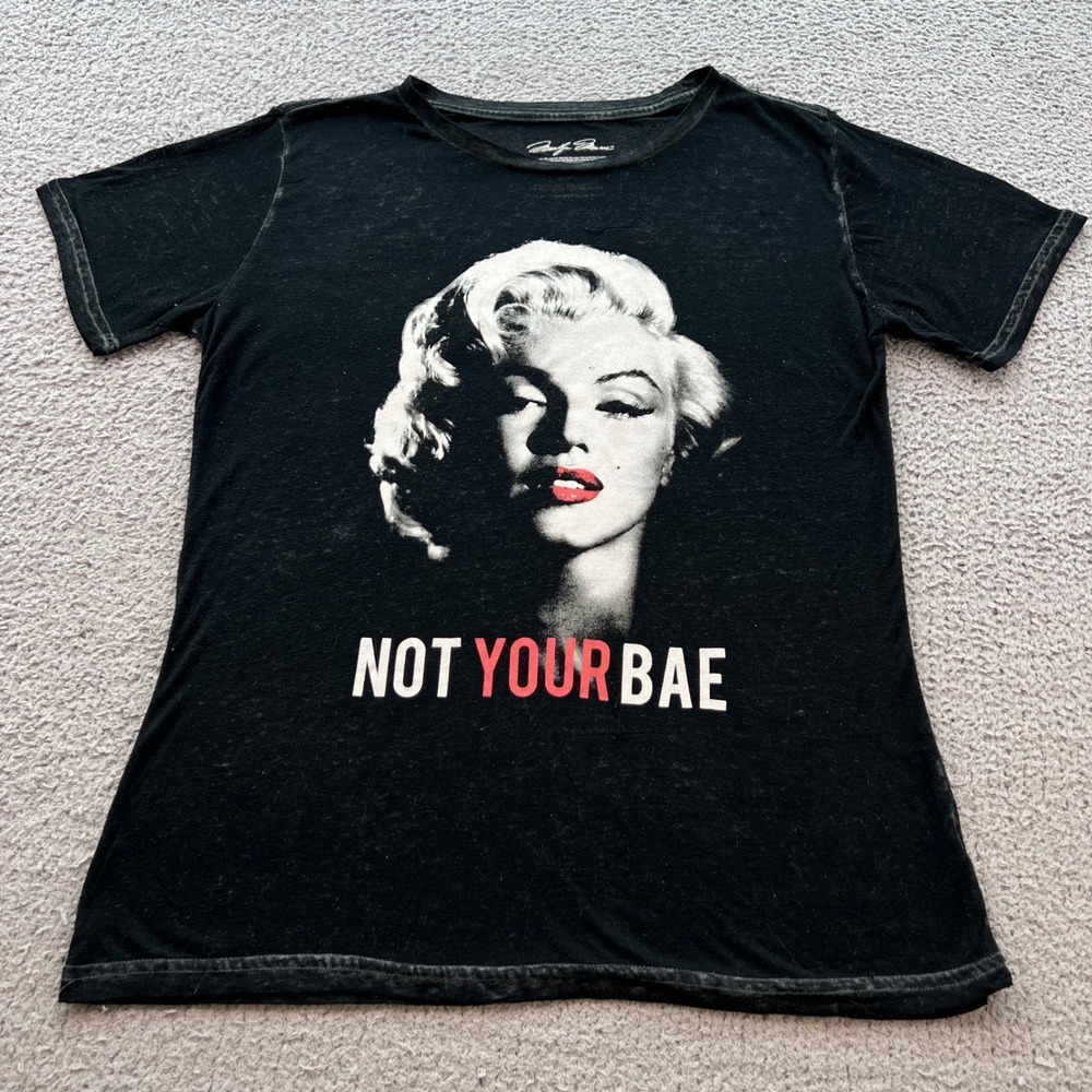 Marilyn Monroe Not Your Bae Graphic T-Shirt Black Burnout Medium 7-9 2015